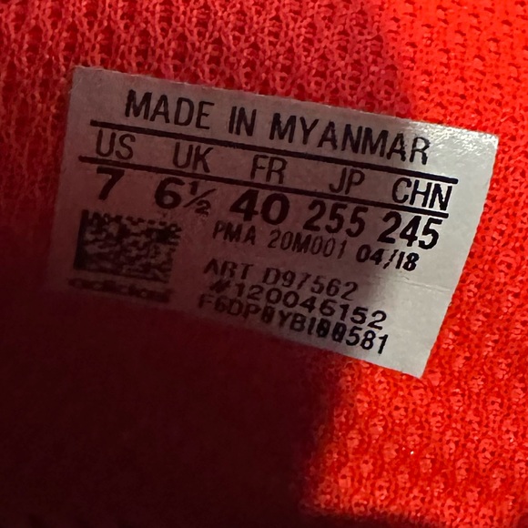 Adidas Neon Orange and Black Knit Slip-Ons - Picture 7 of 7